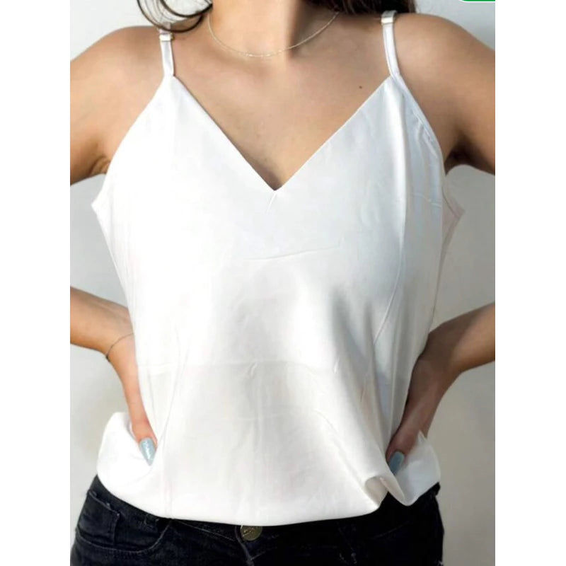 Blusa Feminina Regata com Alça Regulável Gola V