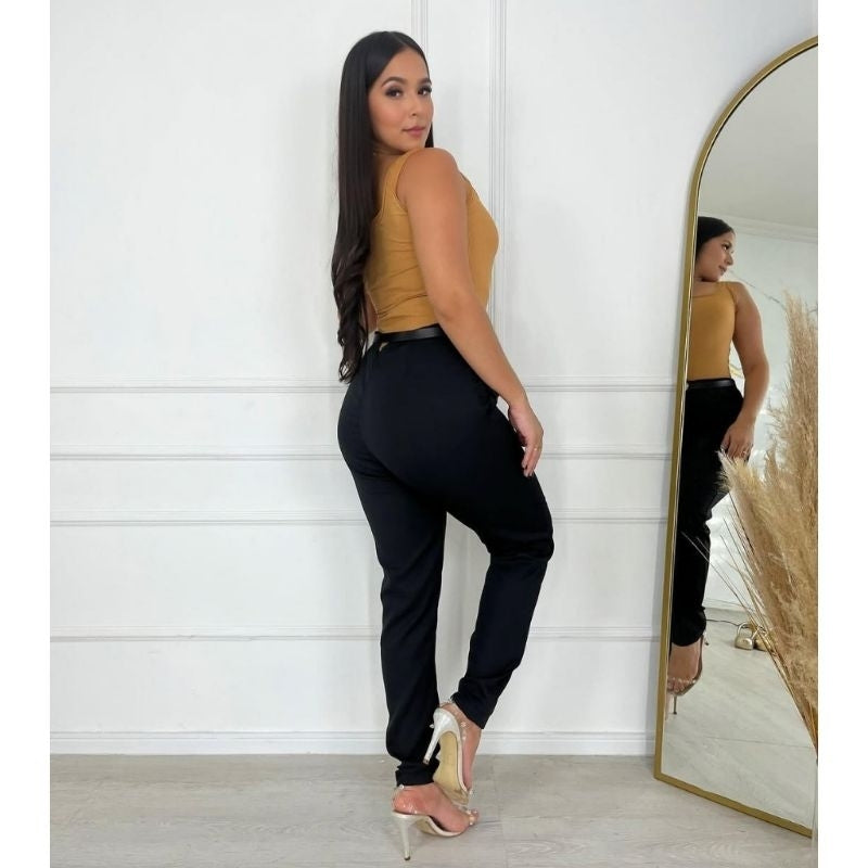 Calça Feminina Alfaiataria Cintura Alta com Cinto