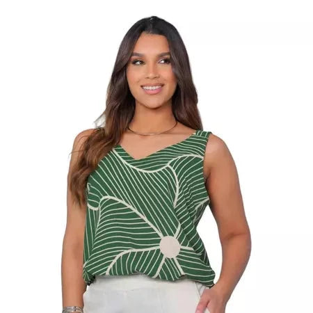 Regata Feminina Viscolinho Alça Larga Simples Glamour