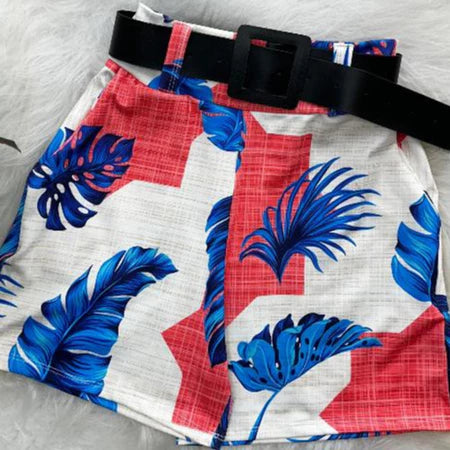Short Feminino Estampado com Cinto em Suplex Digital