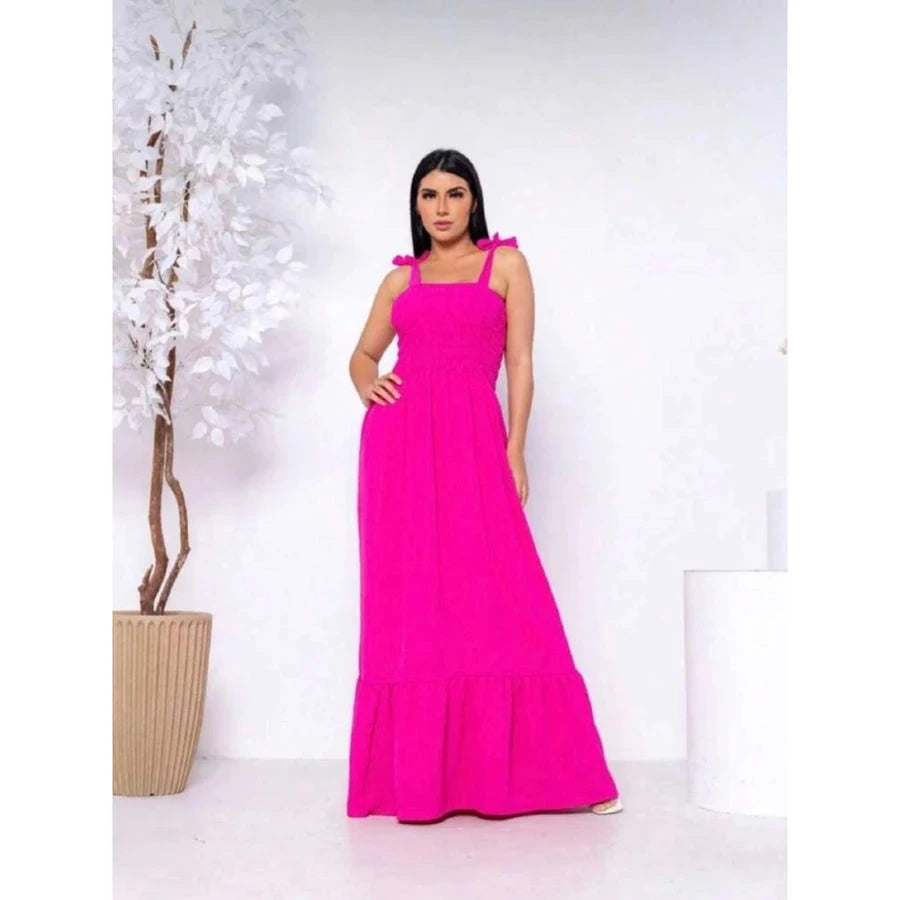 Vestido Longo com Elastex Tecido Duna Simples Glamour