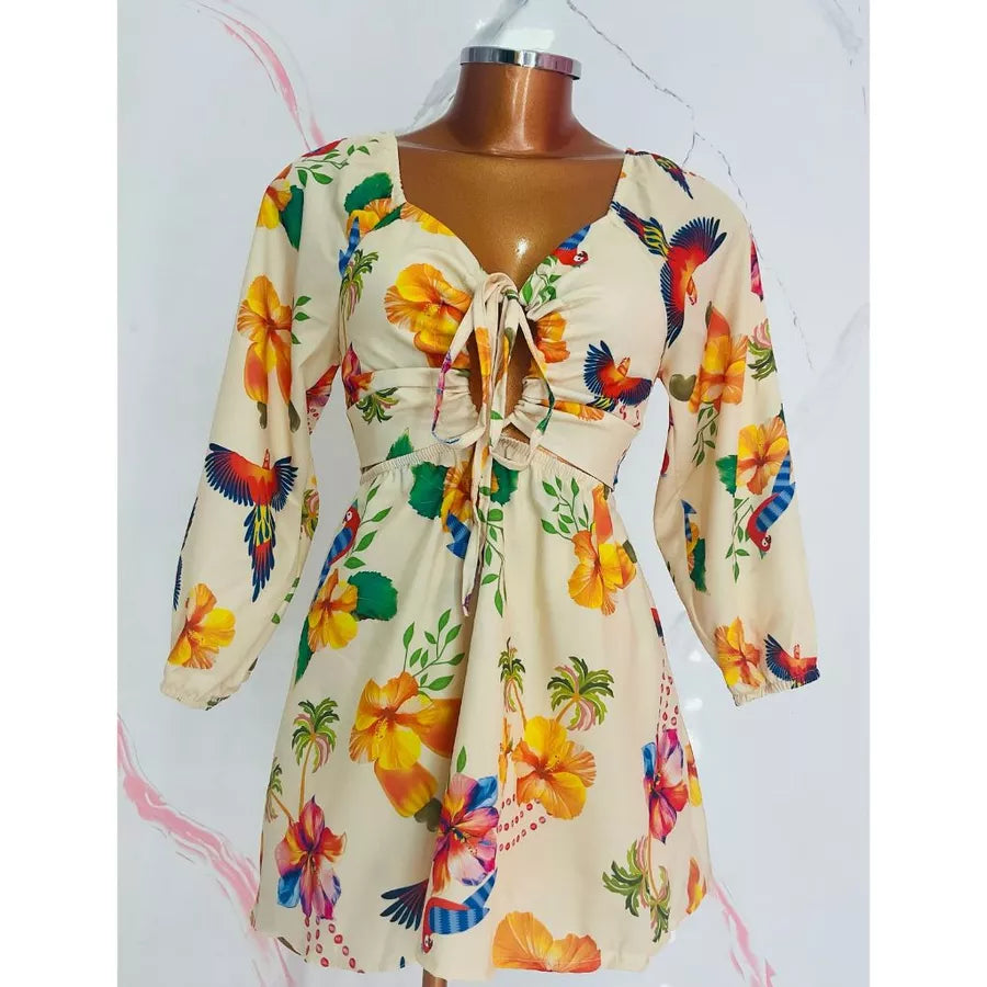 Macaquinho Feminino Crepe Barbie Estampa Farm short por baixo