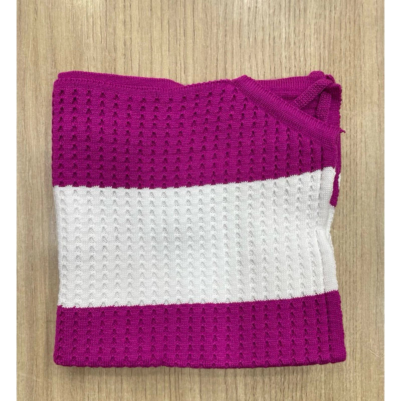 Cropped tricô modal frente Único listrado de bico com amarração nas costas