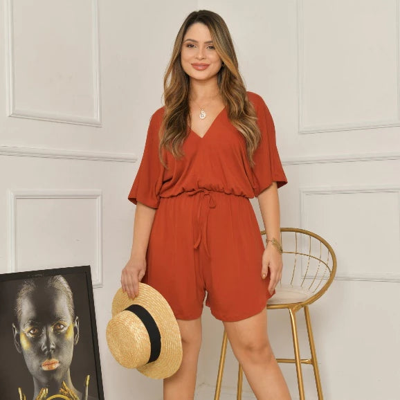 Macaquinho Feminino Estilo Vestido Soltinho Macacão Curto