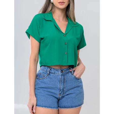 Blusa Camisa Feminina com Botões – Viscose Fresquinha