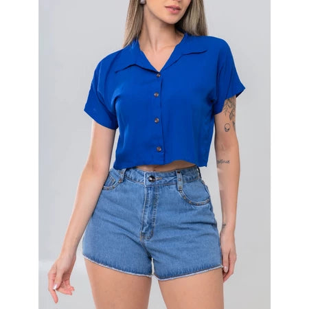 Blusa Camisa Feminina com Botões – Viscose Fresquinha