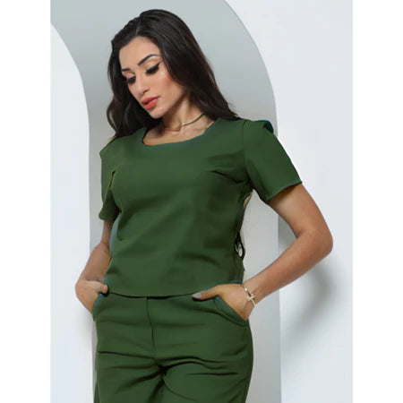 Blusa Feminina Linho Básica com Manga Curta