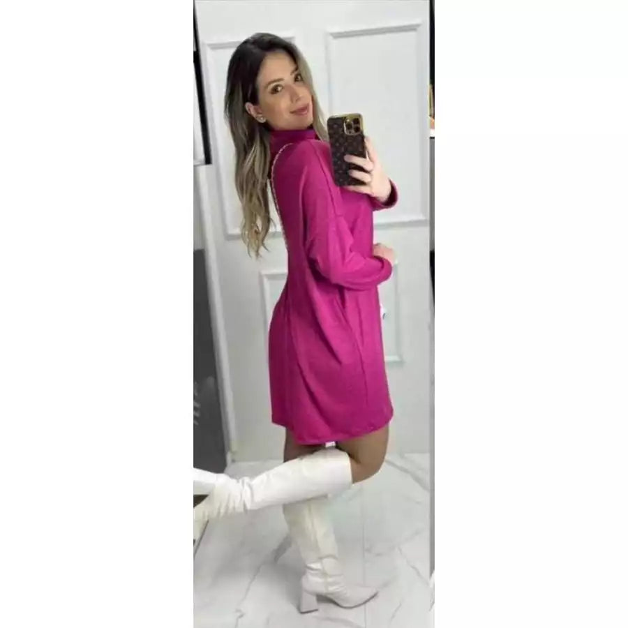Vestido Poncho Feminino Inverno/Outono com Gola Alta