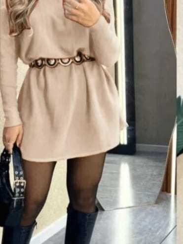 Vestido Poncho Feminino Inverno/Outono com Gola Alta