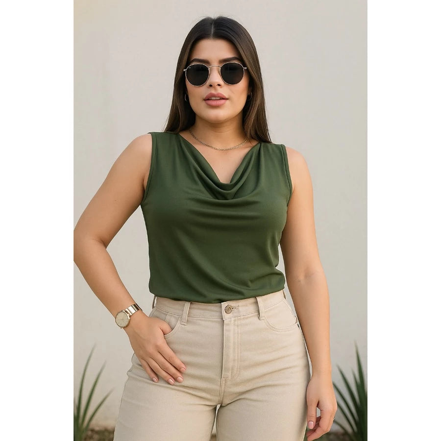 Blusa Feminina Gola Boba Suplex Light Moda Verão Elegante