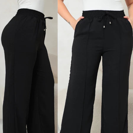 Calça Pantalona Feminina Duna Cintura Alta com Bolso