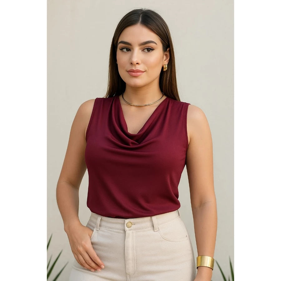 Blusa Feminina Gola Boba Suplex Light Moda Verão Elegante