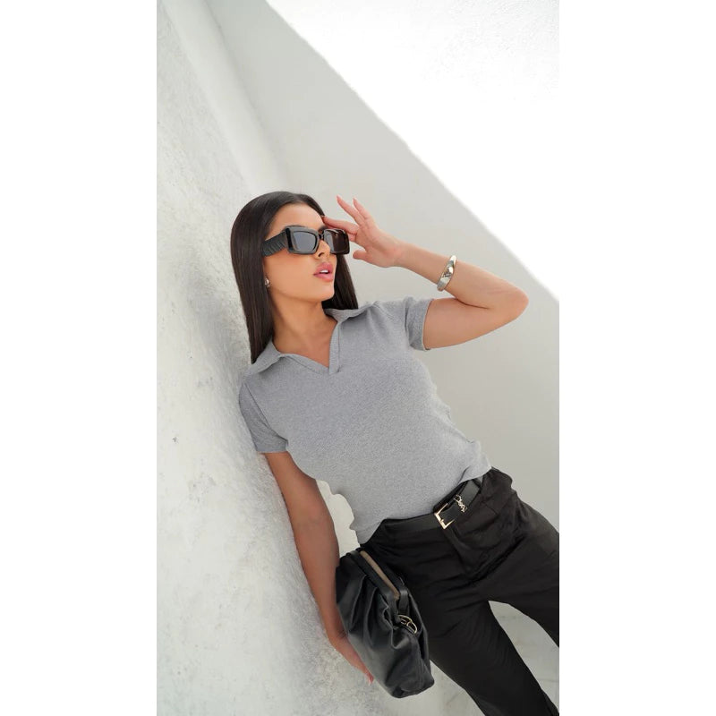 Blusa Polo Feminina Casual – Ribana Algodão Premium Manga Curta