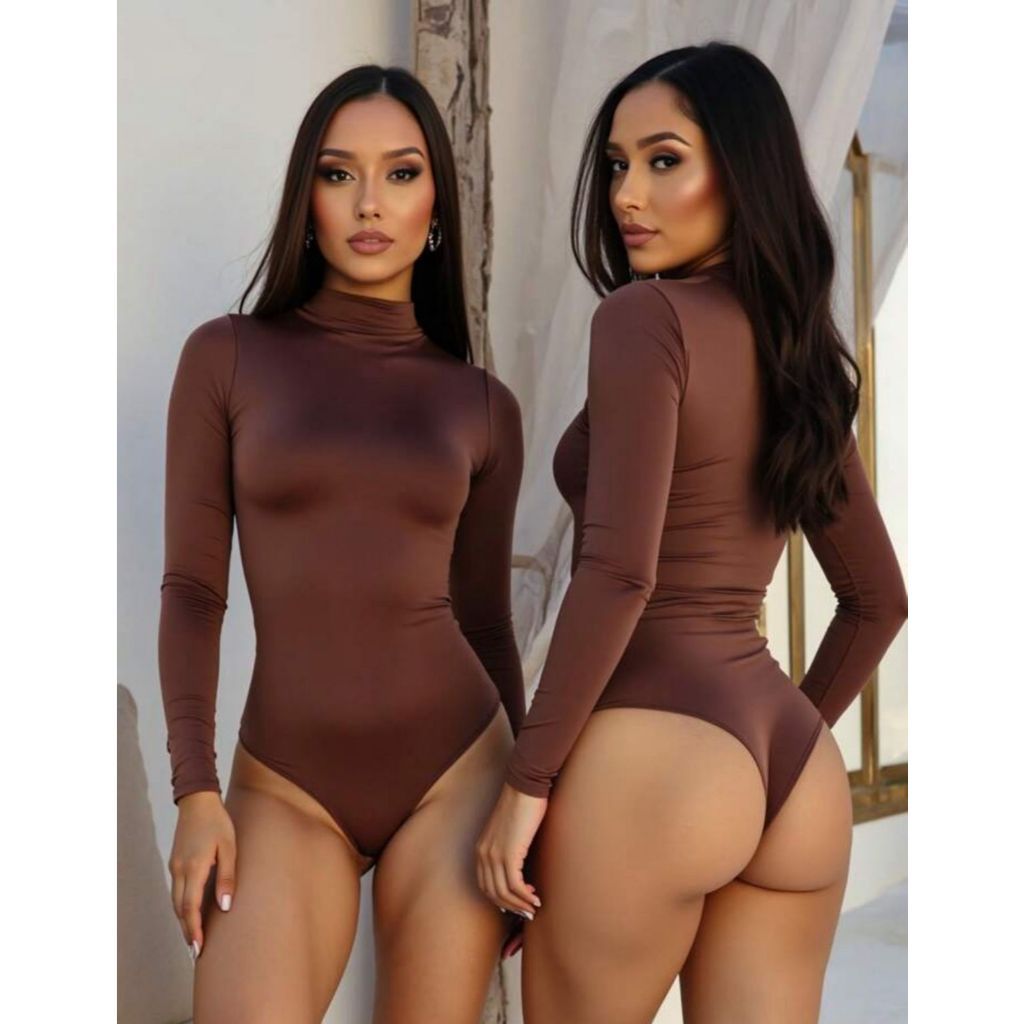 Body Feminino Inverno Gola Alta – Manga Longa em Malha Quentinha Simples Glamour