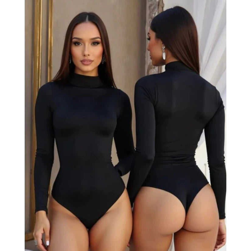 Body Feminino Inverno Gola Alta – Manga Longa em Malha Quentinha