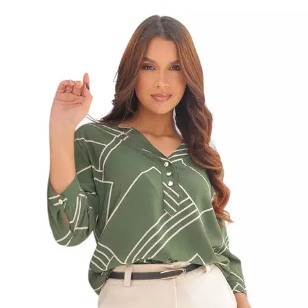 Camisa Social Feminina Manga 3/4