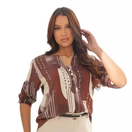 Camisa Social Feminina Manga 3/4