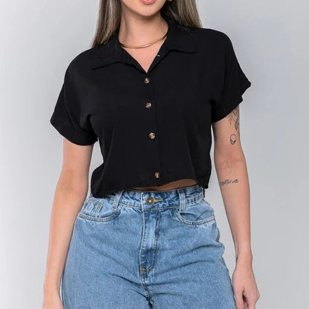 Blusa Camisa Feminina com Botões – Viscose Fresquinha