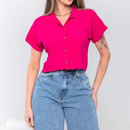 Blusa Camisa Feminina com Botões – Viscose Fresquinha