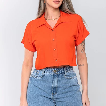 Blusa Camisa Feminina com Botões – Viscose Fresquinha
