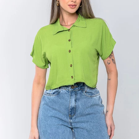 Blusa Camisa Feminina com Botões – Viscose Fresquinha