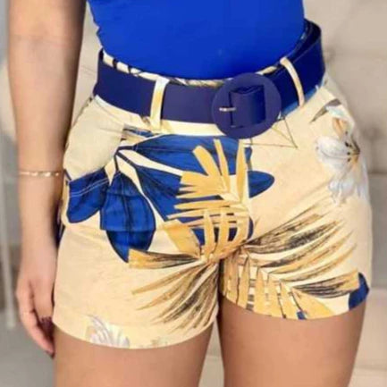Short Feminino Estampado com Cinto em Suplex Digital