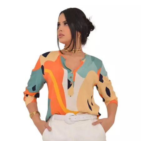 Camisa Social Feminina Manga 3/4