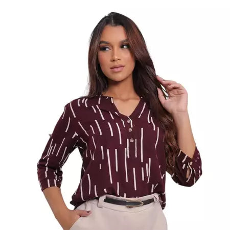 Camisa Social Feminina Manga 3/4