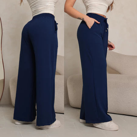 Calça Pantalona Feminina Duna Cintura Alta com Bolso