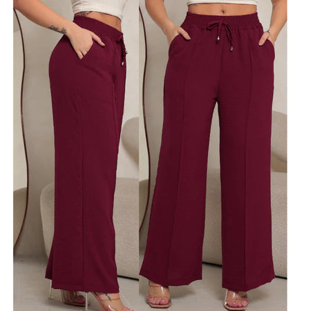Calça Pantalona Feminina Duna Cintura Alta com Bolso