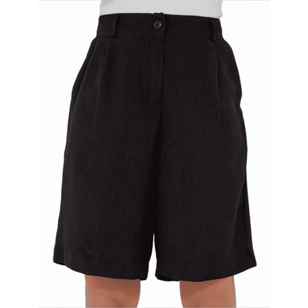 Bermuda Feminina em Linho Rústico com Fechamento Frontal