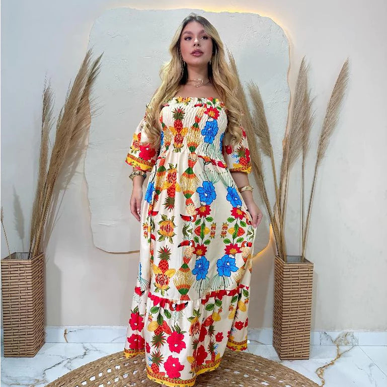 Vestido Longo Feminino Moda Ciganinha Verão