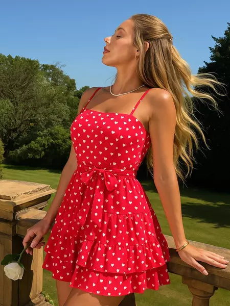 Macaquinho Curto Estampado Coração em Tecido Duna