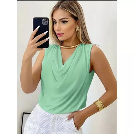 Blusa Feminina Gola Boba Suplex Light Moda Verão Elegante
