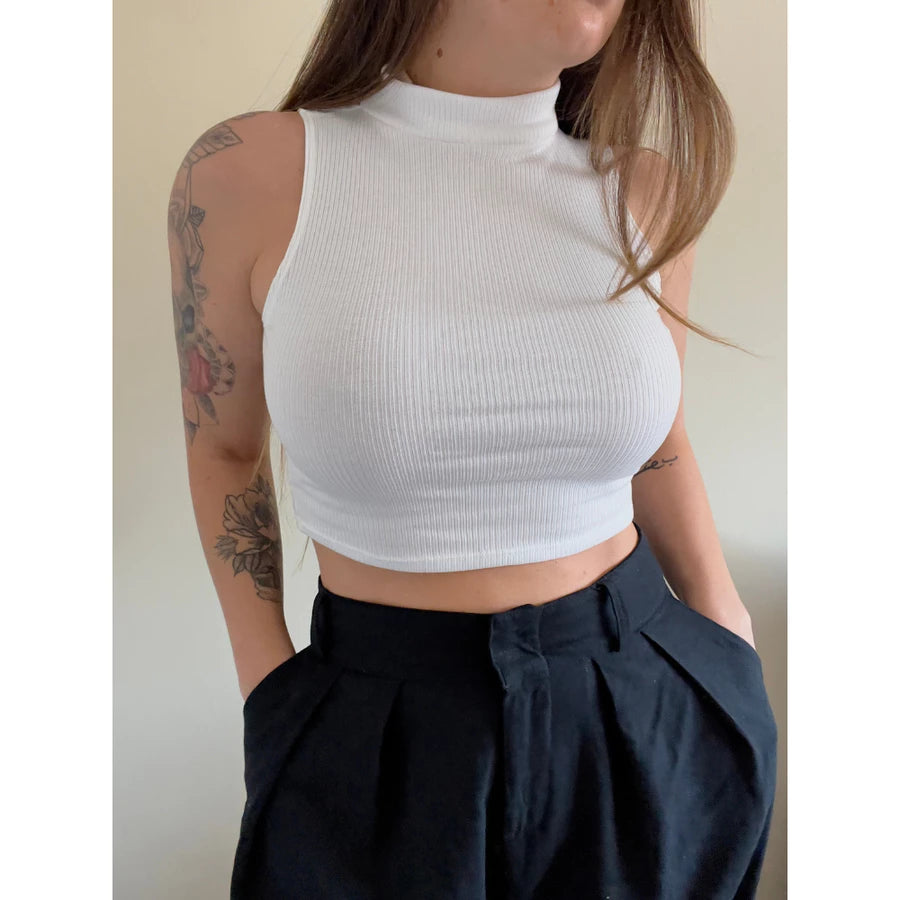 Cropped Canelado Gola Alta
