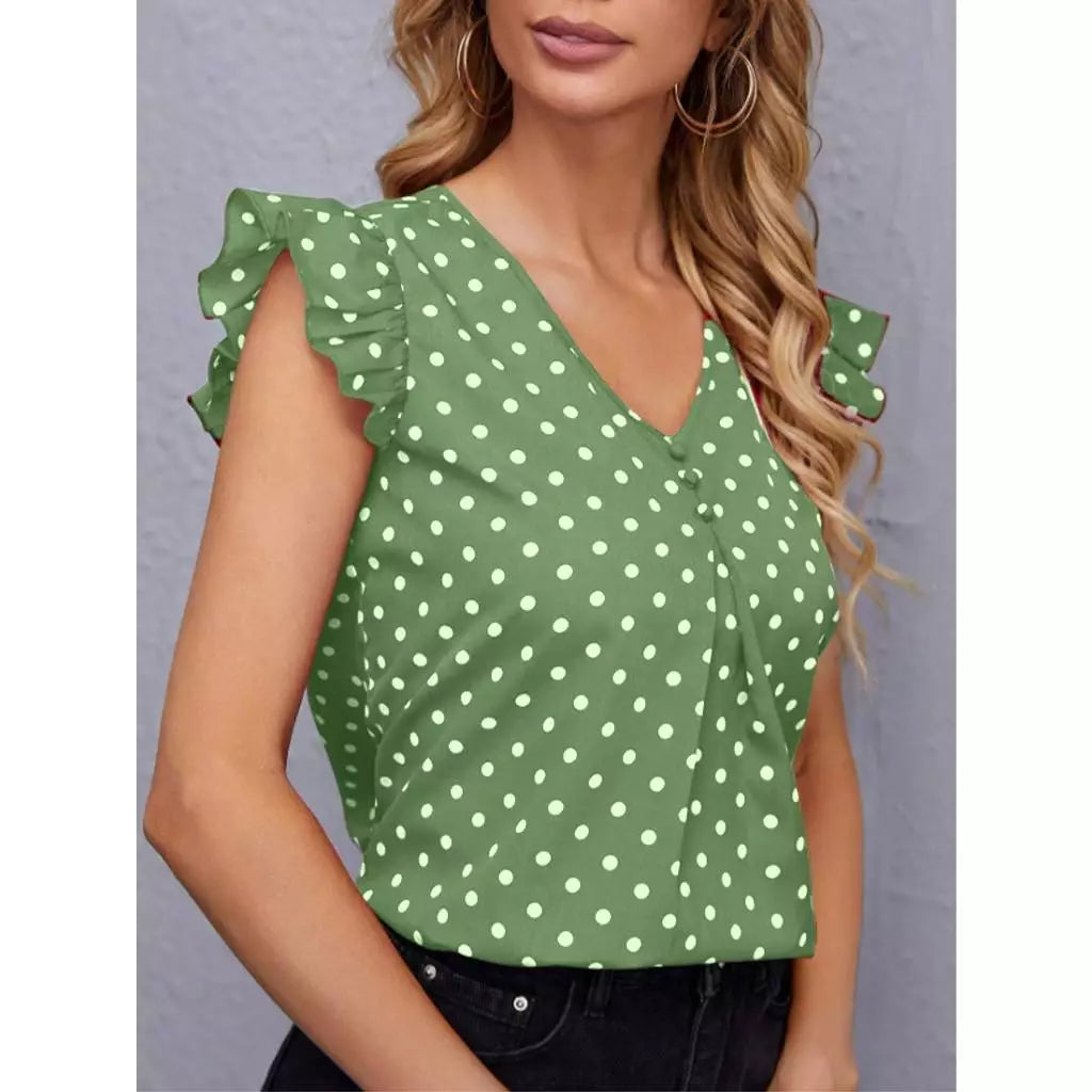 Blusa Poá Feminina Elegante – Babado Plissado