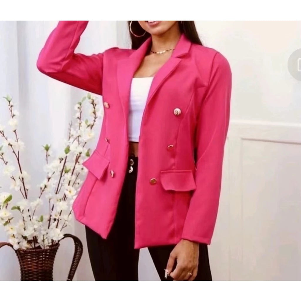 Blazer Feminino Alfaiataria Social Com Botão