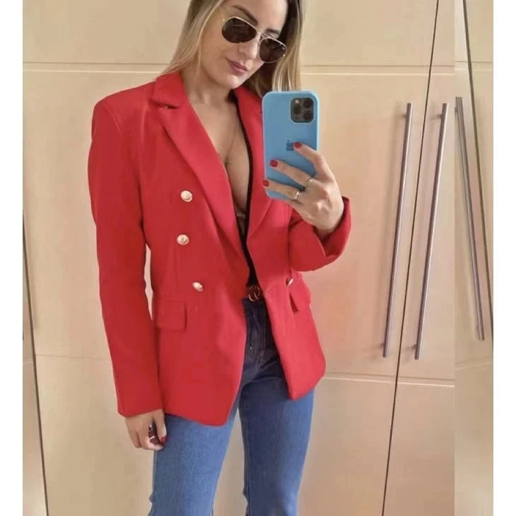 Blazer Feminino Alfaiataria Social Com Botão Simples Glamour