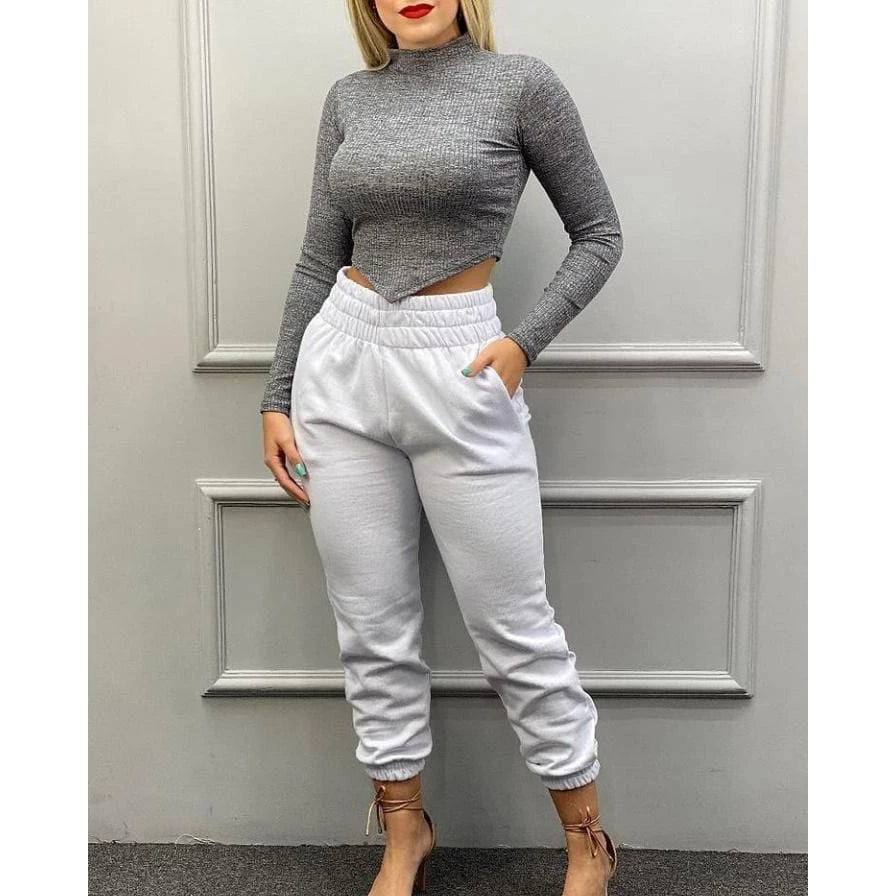 Cropped de bico manga longa feminina