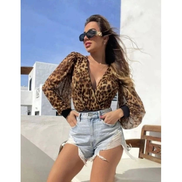 Body Feminino Body Manga Longa Tule Com Bojo Simples Glamour