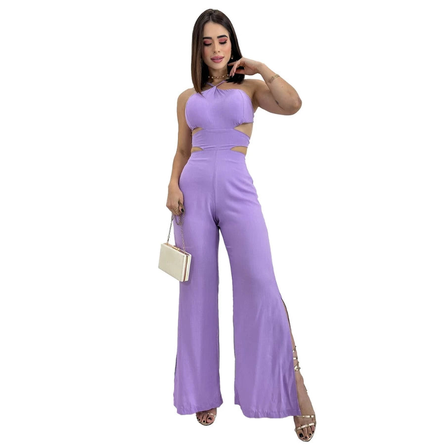 Macacão Pantalona Feminino Longo Soltinho com Bojo