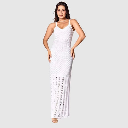 Vestido Longo Feminino Regata Tricot com Fenda Lateral Premium