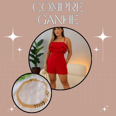 Na compra do Macaquinho de Alcinha com Bojo em Tecido Sensorial, você ganha uma Pulseira Escama de Peixe