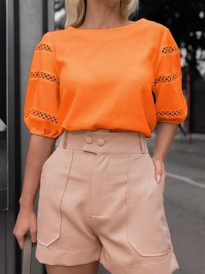 Blusa Feminina de Linho com Detalhe em Guipir