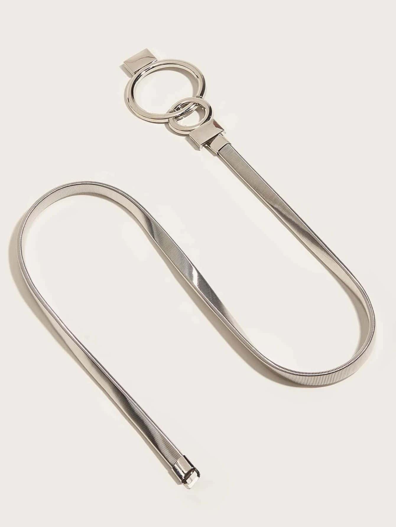 Cinto Feminino Fino Elástico com Detalhes Geométricos