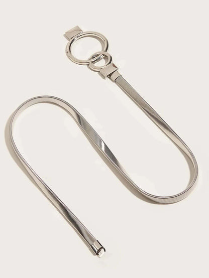 Cinto Feminino Fino Elástico com Detalhes Geométricos