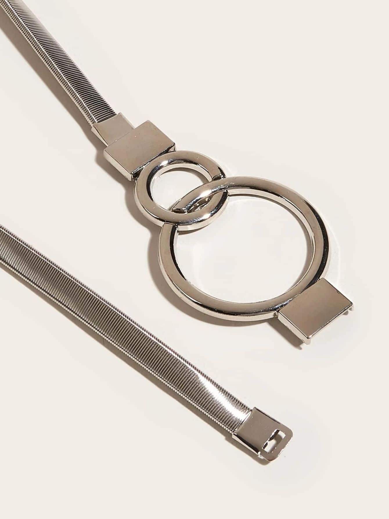 Cinto Feminino Fino Elástico com Detalhes Geométricos