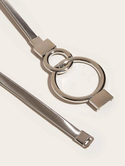 Cinto Feminino Fino Elástico com Detalhes Geométricos