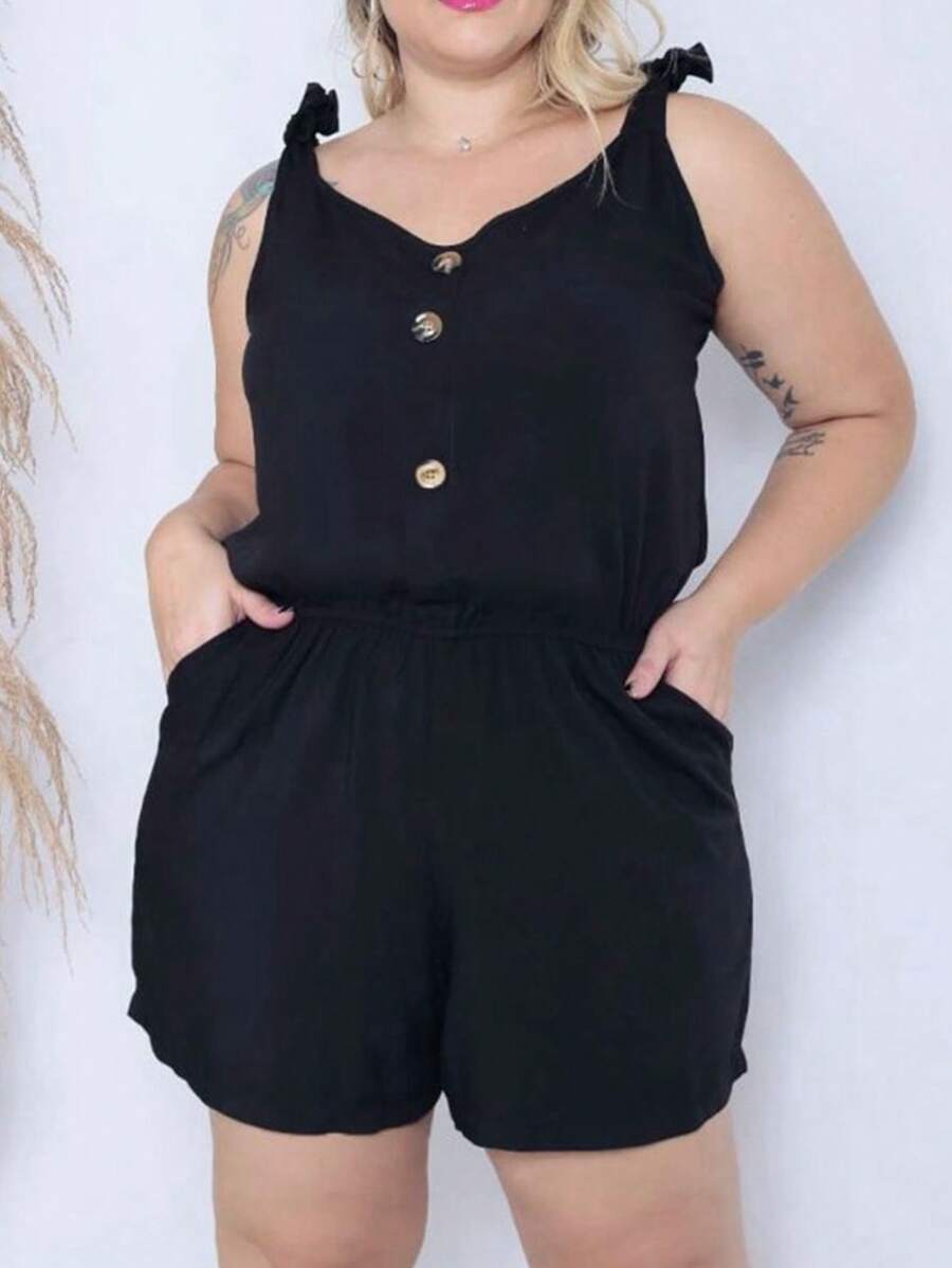 Macaquinho Plus Size Feminino Short Leve com Alças