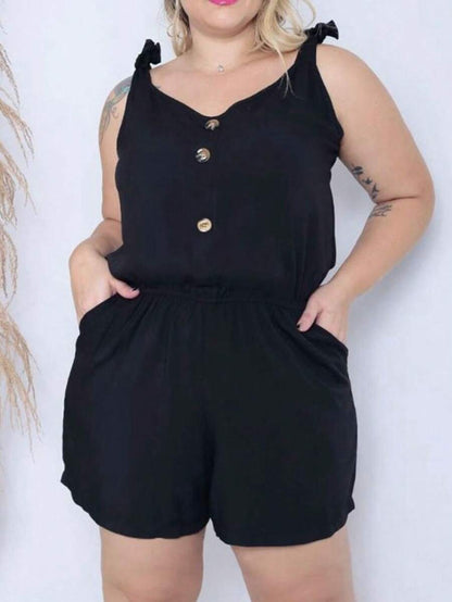 Macaquinho Plus Size Feminino Short Leve com Alças